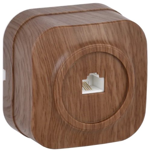 Розетка телефонная накладная IEK Glory РТ20-ХД 1-м. RJ11 дуб картинка